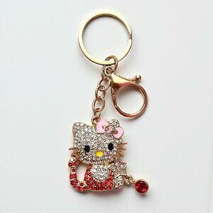 Red And Clear Crystal Hello Kitty Scorpion Keychain Bag Charm